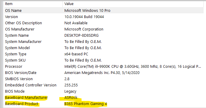 System Information window